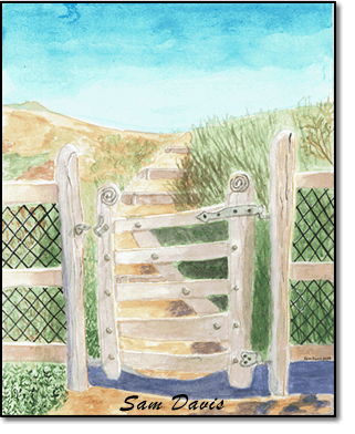 Beach Gate watercolor by Sam Davis 2023